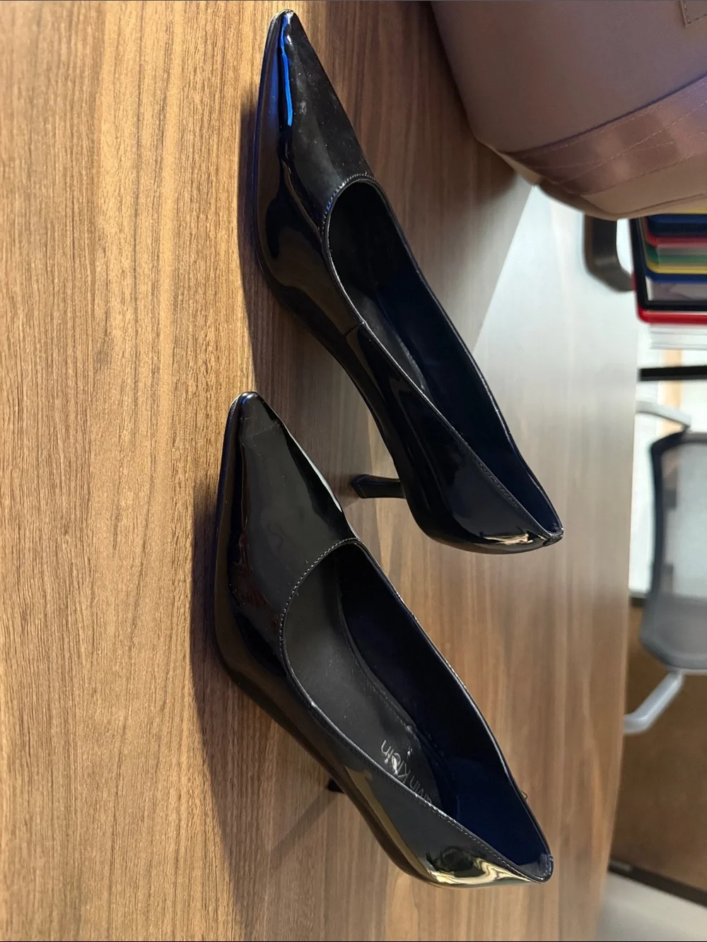 Calvin Klein Black Patent Pointed-Toe Heel Pumps